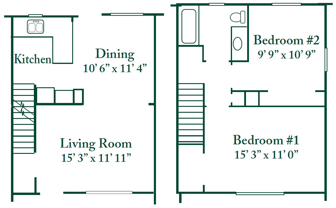 2 Bedrooms 1 Bath