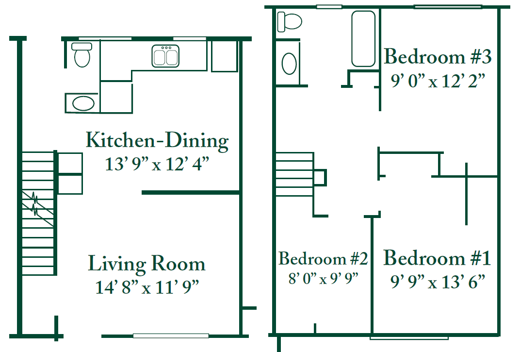 3 Bedrooms 1.5 Baths